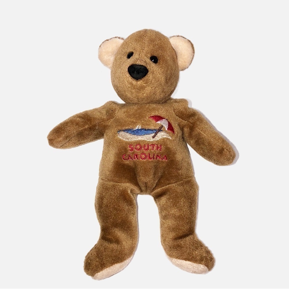 Mary Meyer South Carolina Beanie Bear Vintage 9” Beach Scene Embroidered Brown